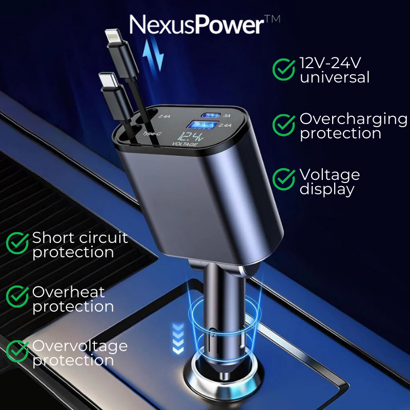 NexusPower™ - 4-in-1 Retractable Super-Fast Charger