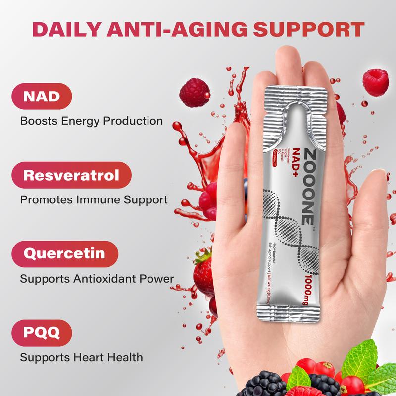 NAD+ Drink Mix for Skin Aging Support, Energy, and Focus | Berry Flavor