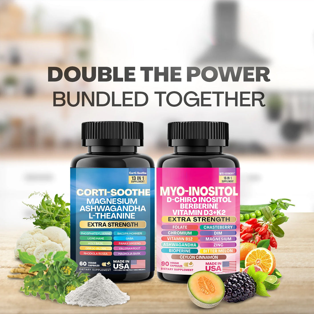 Soothe and Smooth Bundle: Cortisol 60 and Myo-Inositol 90 Capsules Supplement Bundle