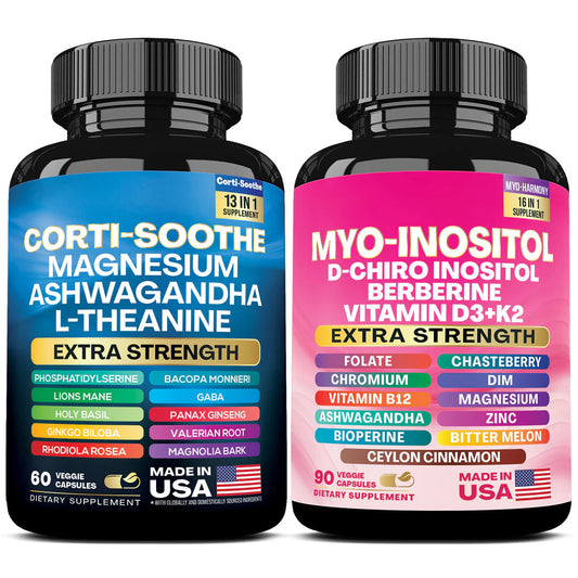 Soothe and Smooth Bundle: Cortisol 60 and Myo-Inositol 90 Capsules Supplement Bundle